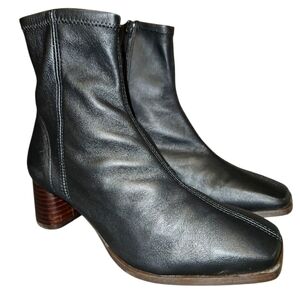 Flattered Margret Soft Leather Block Heel Zip Ankle Boots Size 36